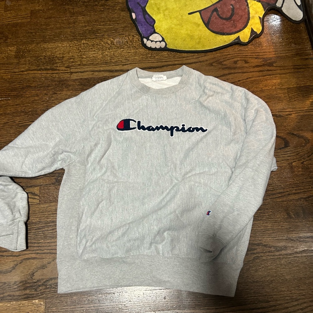 Champion Gray Crewneck Sweater with Classic Logo